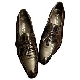 J.M. Weston Mocassini con Nappe in Pelle Vernice Nera Nero