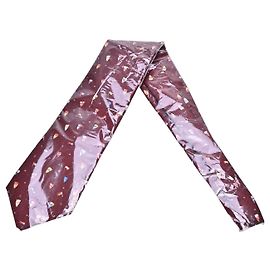 Bulgari Bordeaux Silk Tie with Sailboat Pattern Dark red