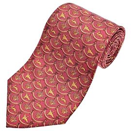 Salvatore Ferragamo Corbata de Seda Roja Roja Dorado