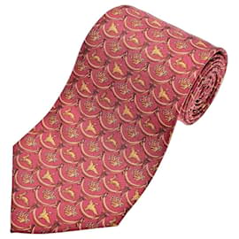 Salvatore Ferragamo Red Silk Patterned Tie Red Golden