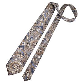 Brioni Corbata de seda Paisley Castaño Blanco Azul Beige