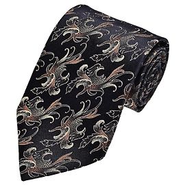 Valentino Silk Jacquard Ornate Pattern Tie Black