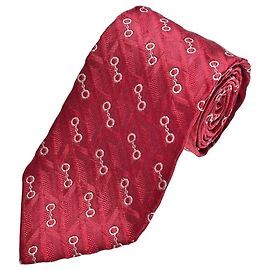 Gucci Horsebit Red Silk Jacquard Tie Red