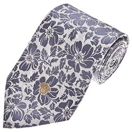 Versace Corbata de seda jacquard Medusa Head Dorado Gris