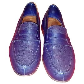 Mocassini Penny Loafer J.M. Weston in pelle blu navy Blu