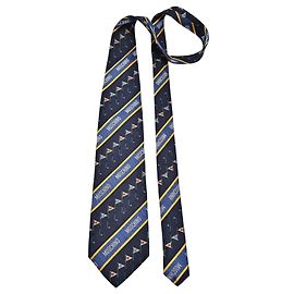 Moschino Navy Blue Golf Print Silk Tie Red Blue Yellow