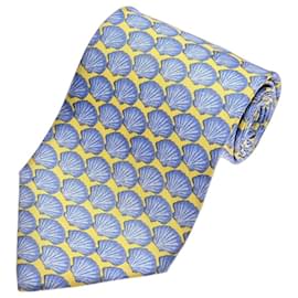 Fendi Silk Tie Seashell Pattern Blue Yellow