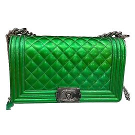 Chanel Borsa Boy Medium Capretto Verde Metallizzato Verde