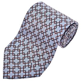 Gucci Geometric Print Silk Tie Black Dark red Light blue