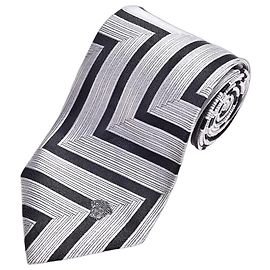 Versace Corbata de seda Medusa Head Negro Plata