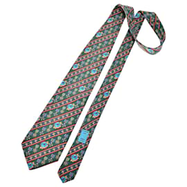 Autre Marque Leonard Paris Silk Patterned Tie Red Blue Other Green Yellow