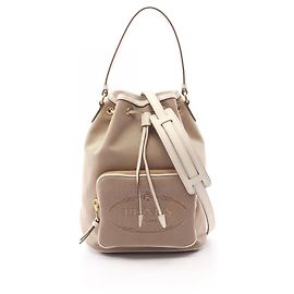 Prada LOGO JACQUARD 2-Way Handtasche Weiß Beige