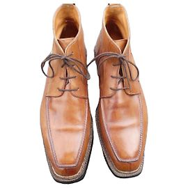 Berluti Brown Leather Norwegian Stitch Ankle Boots Brown