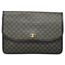 Céline Celine Clutch Bag Canvas Navy blue