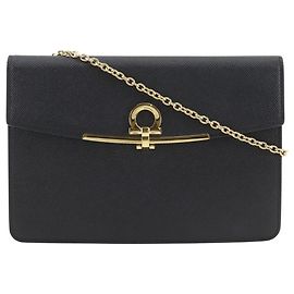 Borsa a tracolla Salvatore Ferragamo Gancini Nero