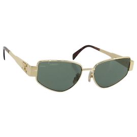 Céline Gafas de sol CELINE Triomphe metal Gold Tone Auth BA12974M Otro