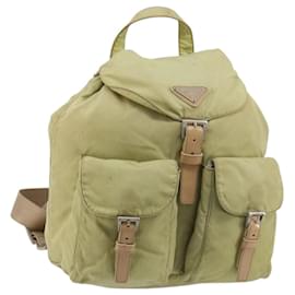 PRADA Backpack Nylon Green Silver Auth 180684 Silvery Green