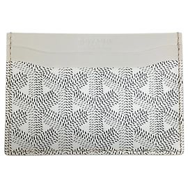 Goyard White Goyardine Saint Sulpice Card Holder Wallet White