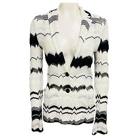Blazer de malha Missoni Chevron Branco / Preto Branco