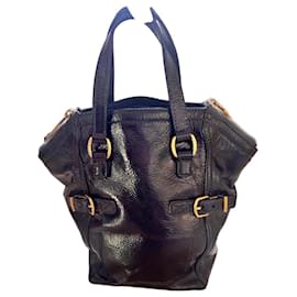 Yves Saint Laurent Downtown Petit Modèle en Cuir Verni Noir Noir