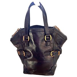 Yves Saint Laurent Downtown Small Handbag in Black Patent Leather Black