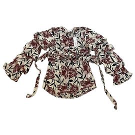 Anne Fontaine Blumenmuster Bluse Weiß Andere Bordeaux