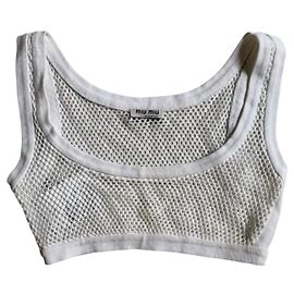 Miu Miu Top de punto de red blanco Blanco