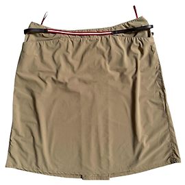 Falda Prada de Nylon con Cinturón Beige