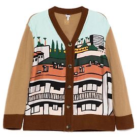 Cardigan Loewe x Ken Price estampado em lã Multicor Bege