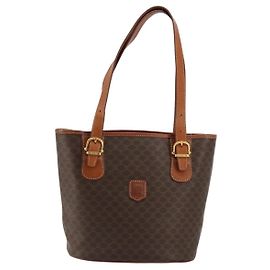 Céline Celine Vintage Macadam Canvas and Leather Marron