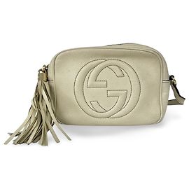 Borsa a tracolla Gucci Soho Disco in pelle Small Beige