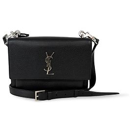 Saint Laurent Sunset Shoulder Bag Leather Medium Black