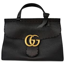 Gucci GG Marmont Top Handle Bag Leather Medium Black