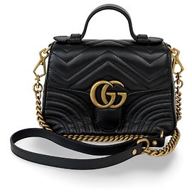 Gucci GG Marmont Top Handle Bag Leather Mini Black
