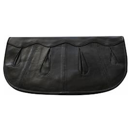 Autre Marque Black Leather Clutch Bag Black