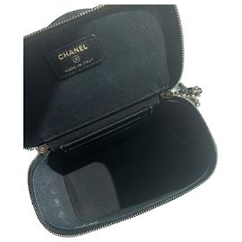 Chanel Coconing Top Handle Vanity Case with Chain Quilted Shearling Small Black