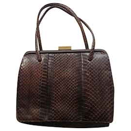 Autre Marque Braune Handtasche aus Pythonleder Braun