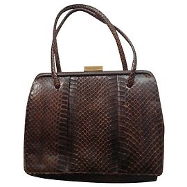 Autre Marque Bolsa de mão em pele de piton castanha Marrom