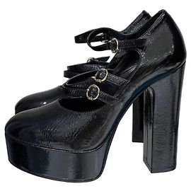 Céline Celine FW 2020 Melody Black Patent Mary Jane Pumps 37 pre-owned Other