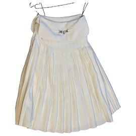 Gonna plissettata Hermès in seta e cotone Bianco
