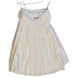 Falda plisada Hermès de seda y algodón Blanco
