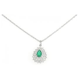 Autre Marque Colar de esmeralda e diamante Pt900 Pt850 Verde