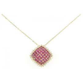 Autre Marque Au750 Ruby Diamond Necklace Golden