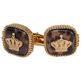 Dolce & Gabbana gemelli quadrati crown leopard Dolce&Gabbana Marrone D'oro