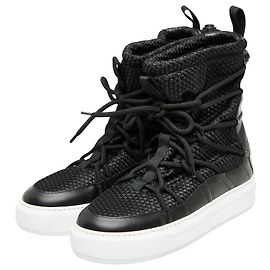 Dior Leather Fabric Boots Black