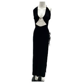 Autre Marque MANURI Langes schwarzes Viscose Kleid Schwarz