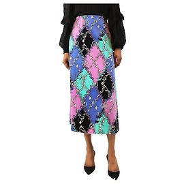 Gucci Falda midi de terciopelo con patchwork de rombos - talla UK 6 Multicolor