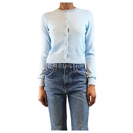 Sandro Hellblauer Cardigan mit Rüschendetails - Größe UK 6 Blau