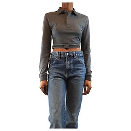 Loewe Graues Cropped-Poloshirt - Größe XS Grau