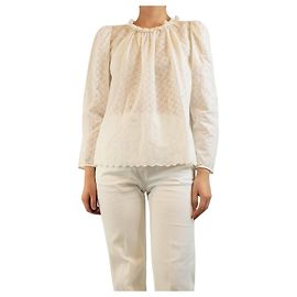 Ulla Johnson Camicetta bianca con ricamo - taglia UK 12 Bianco